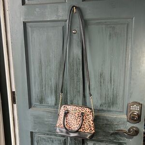 Madden Girl Leopard Crossbody Bag with Black Trim